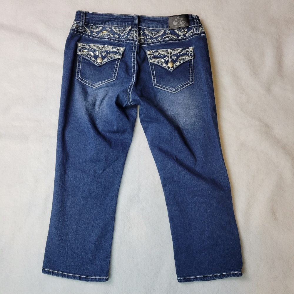 Love Indigo Capris Bling Pockets Sz 12